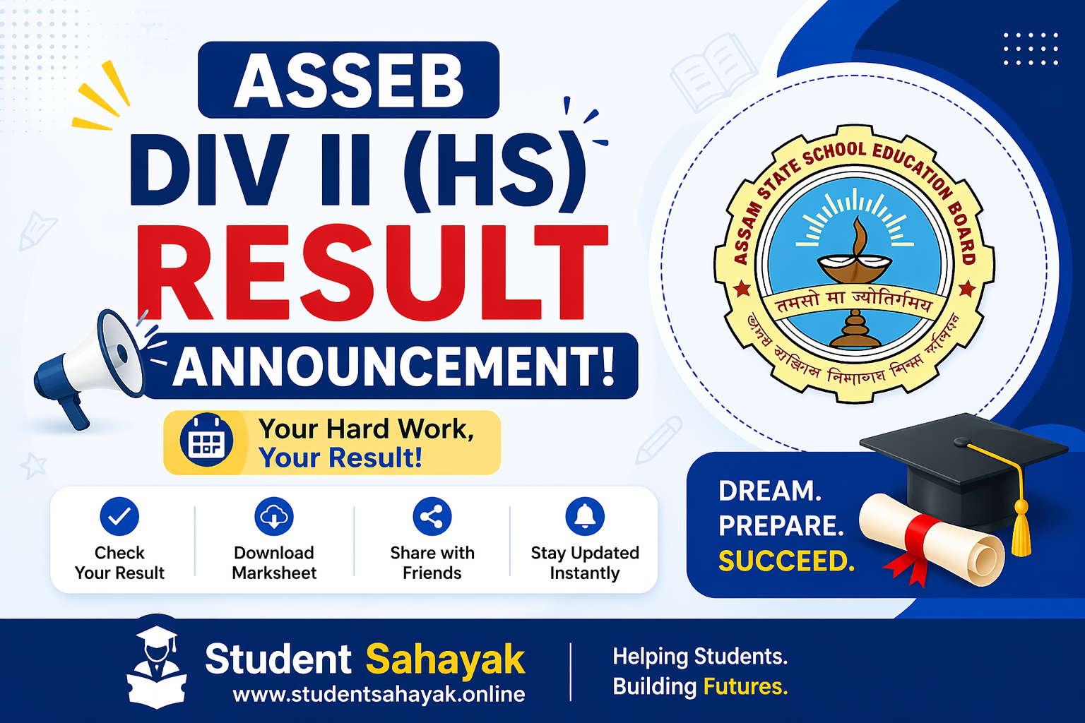 ASSEB DIV II HS Result Announcement Student Sahayak Banner