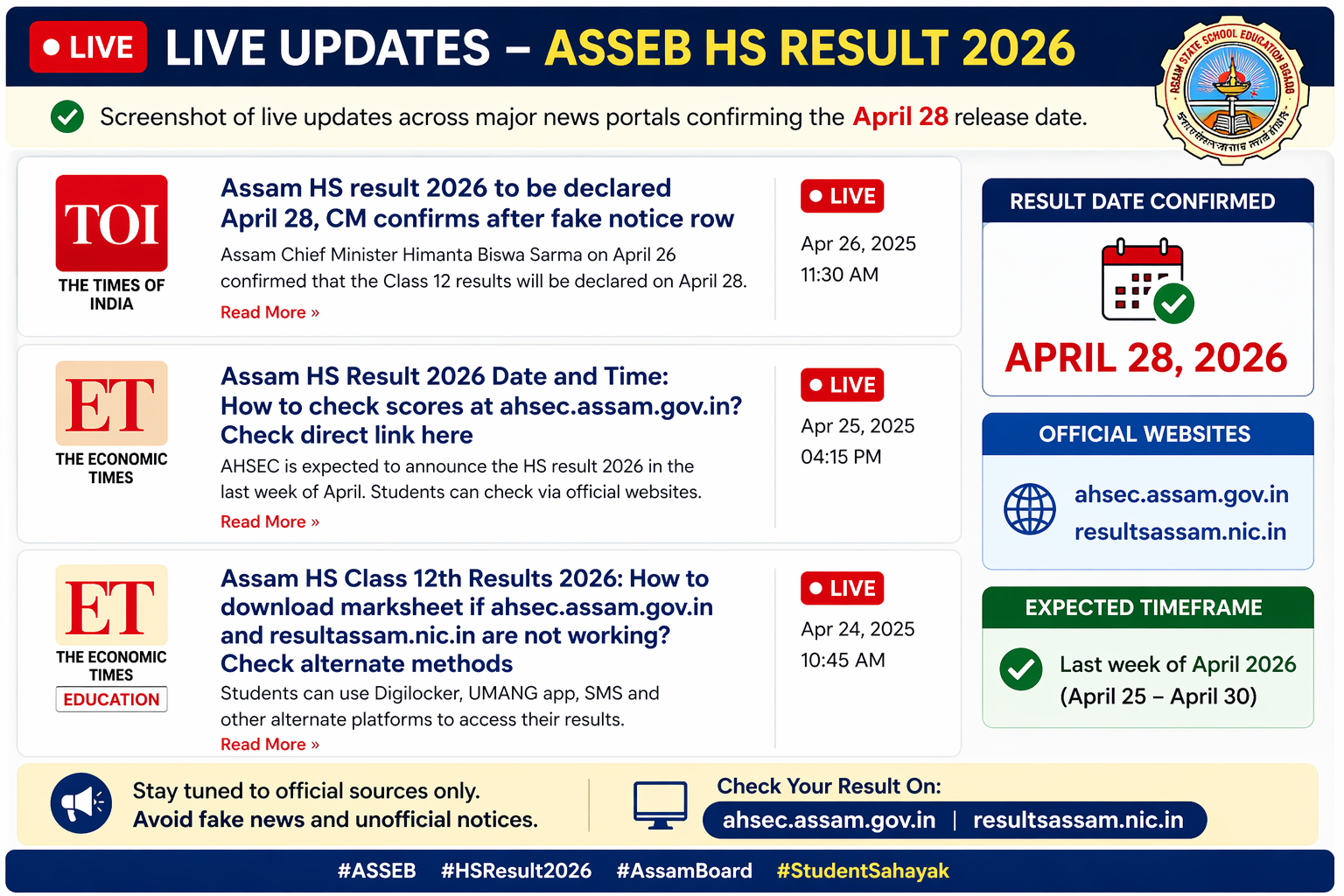 Live News Coverage of Assam HS Result 2026